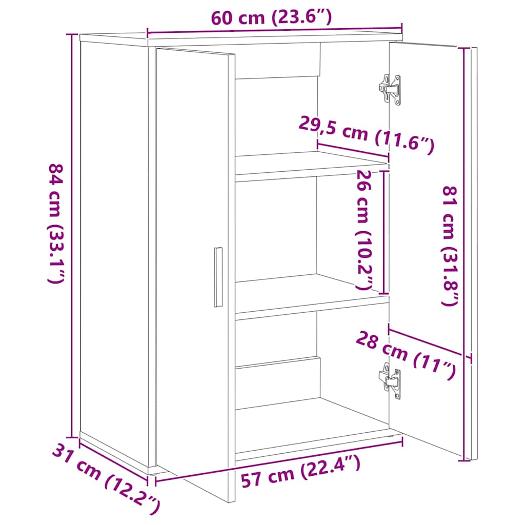 Buffets 2 pcs sonoma gris 60x31x84 cm bois d'ingénierie - XIOS