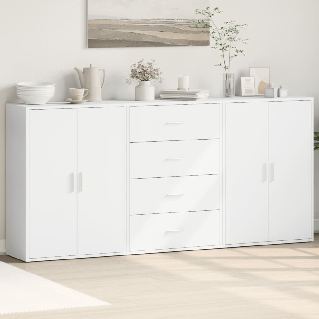 Buffets 3 pcs blanc 60x31x84 cm bois d'ingénierie - XIOS