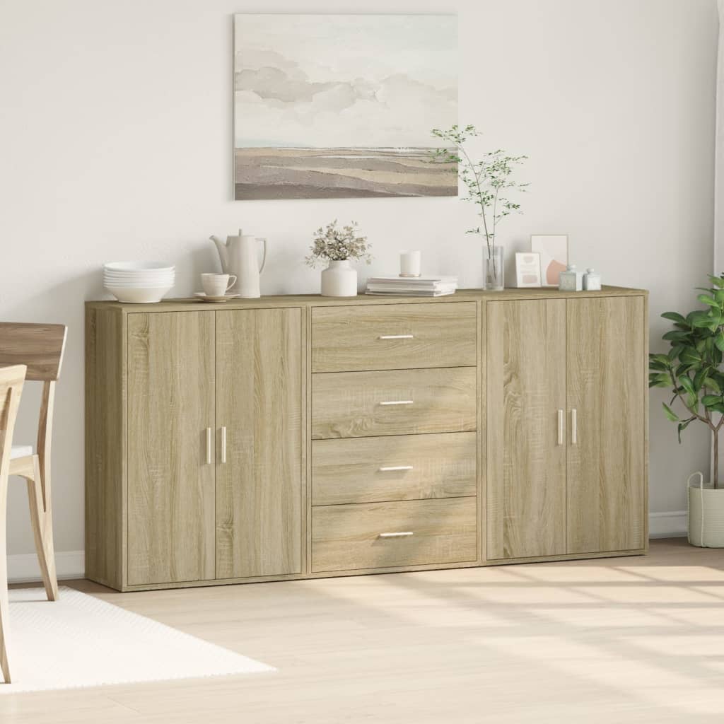 Buffets 3 pcs chêne sonoma 60x31x84 cm bois d'ingénierie