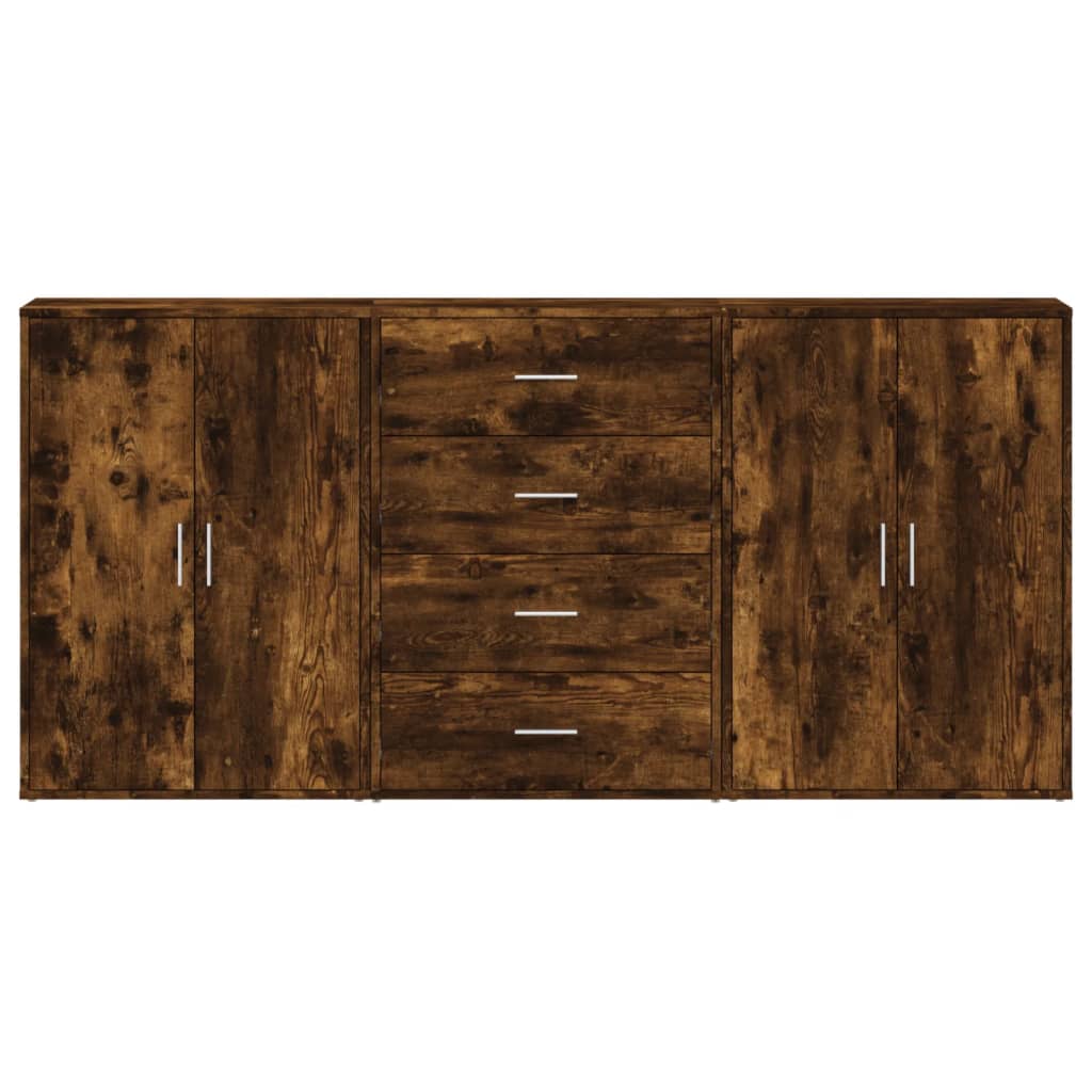 Buffets 3 pcs chêne fumé 60x31x84 cm bois d'ingénierie
