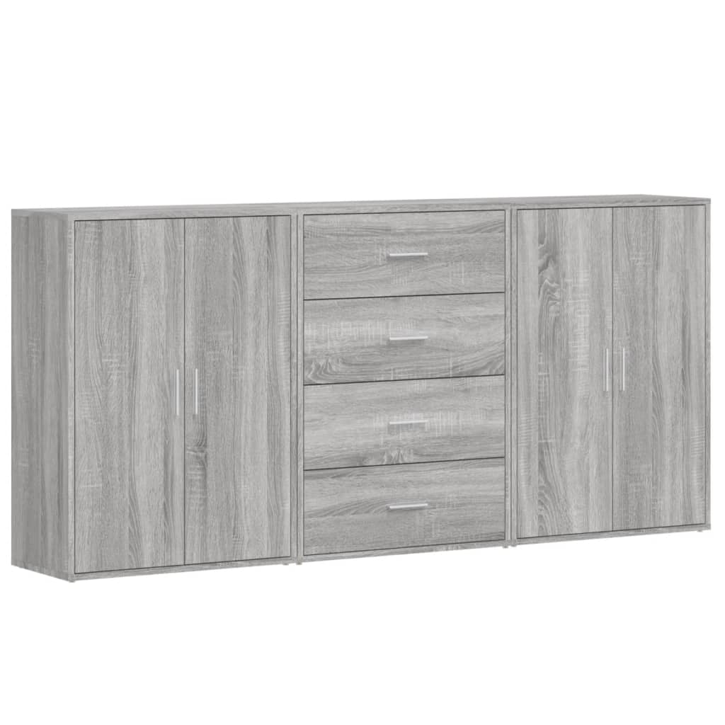 Buffets 3 pcs sonoma gris 60x31x84 cm bois d'ingénierie - XIOS