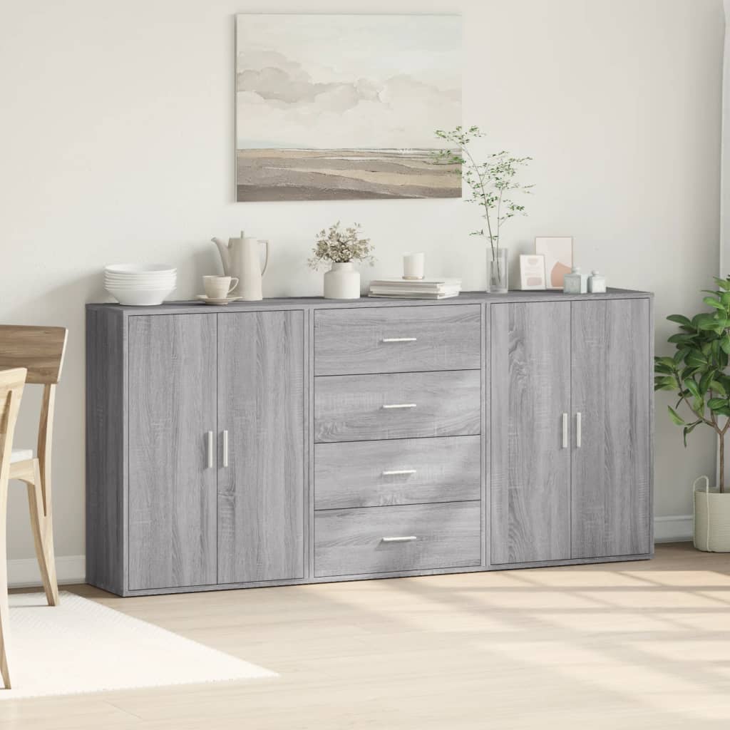 Buffets 3 pcs sonoma gris 60x31x84 cm bois d'ingénierie - XIOS