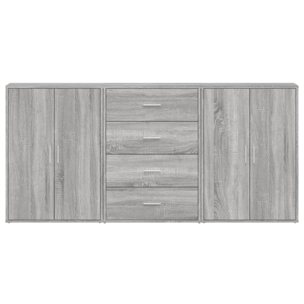 Buffets 3 pcs sonoma gris 60x31x84 cm bois d'ingénierie - XIOS