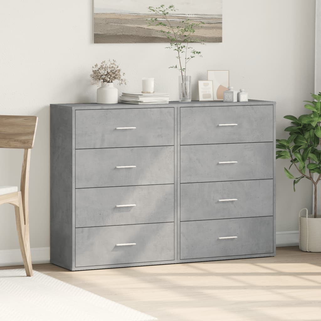 Buffets 2 pcs gris béton 60x31x84 cm bois d'ingénierie - XIOS