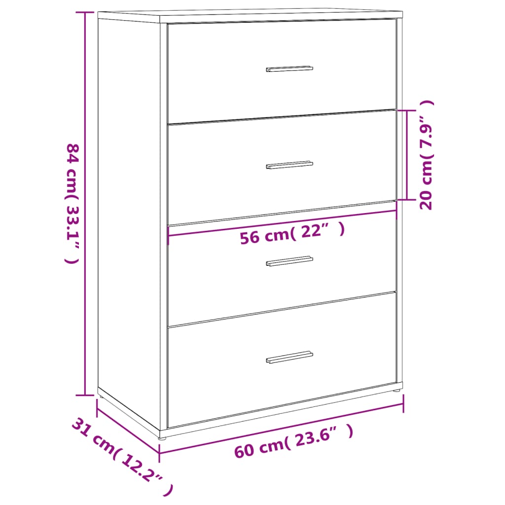 Buffets 2 pcs gris béton 60x31x84 cm bois d'ingénierie - XIOS