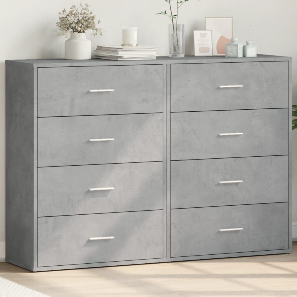 Buffets 2 pcs gris béton 60x31x84 cm bois d'ingénierie - XIOS