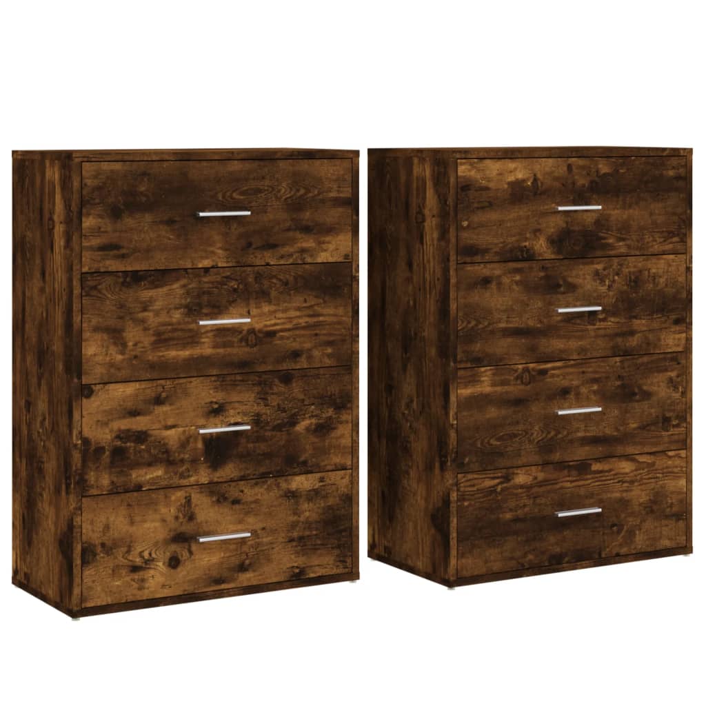 Buffets 2 pcs chêne fumé 60x31x84 cm bois d'ingénierie - XIOS