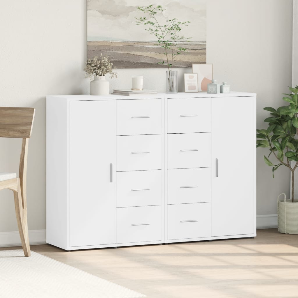 Buffets 2 pcs blanc 60x31x84 cm bois d'ingénierie - XIOS