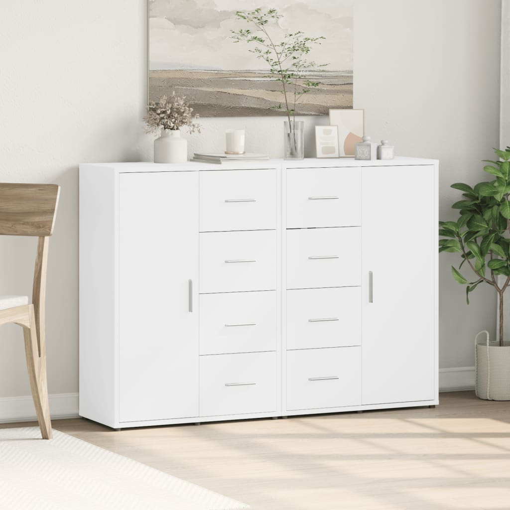 Buffets 2 pcs blanc 60x31x84 cm bois d'ingénierie - XIOS