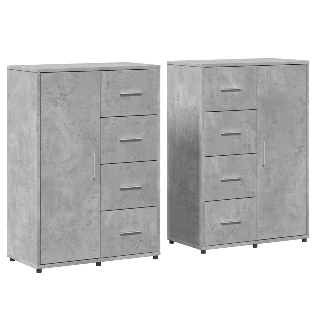 Buffets 2 pcs gris béton 60x31x84 cm bois d'ingénierie - XIOS