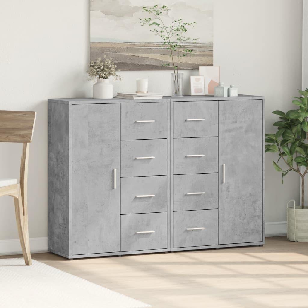 Buffets 2 pcs gris béton 60x31x84 cm bois d'ingénierie - XIOS