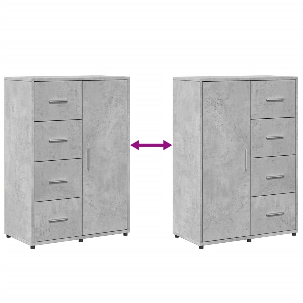 Buffets 2 pcs gris béton 60x31x84 cm bois d'ingénierie - XIOS