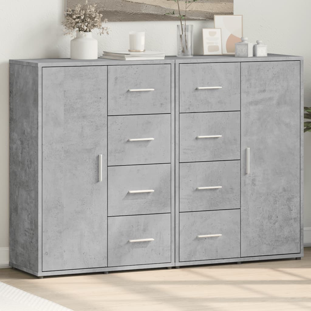 Buffets 2 pcs gris béton 60x31x84 cm bois d'ingénierie - XIOS