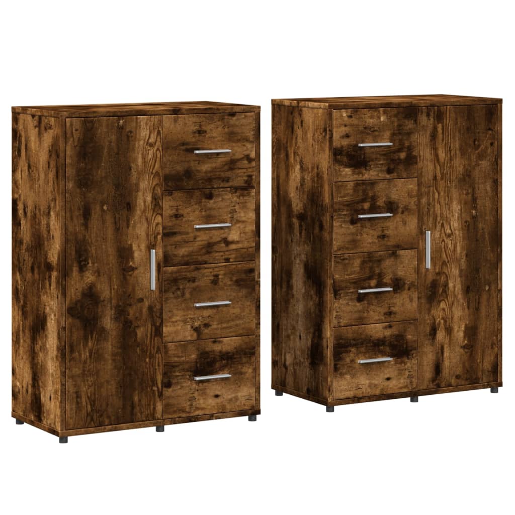 Buffets 2 pcs chêne fumé 60x31x84 cm bois d'ingénierie - XIOS
