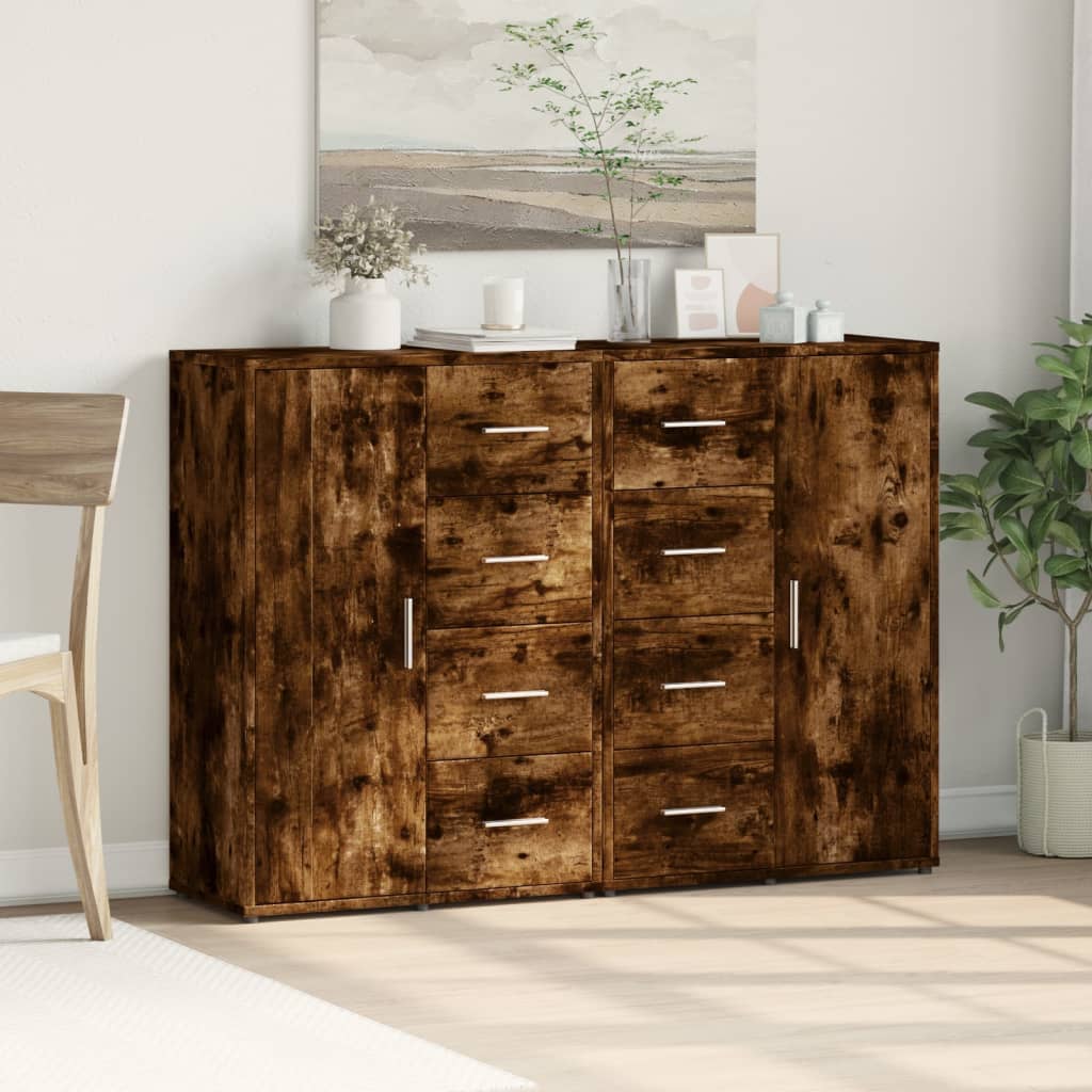 Buffets 2 pcs chêne fumé 60x31x84 cm bois d'ingénierie - XIOS