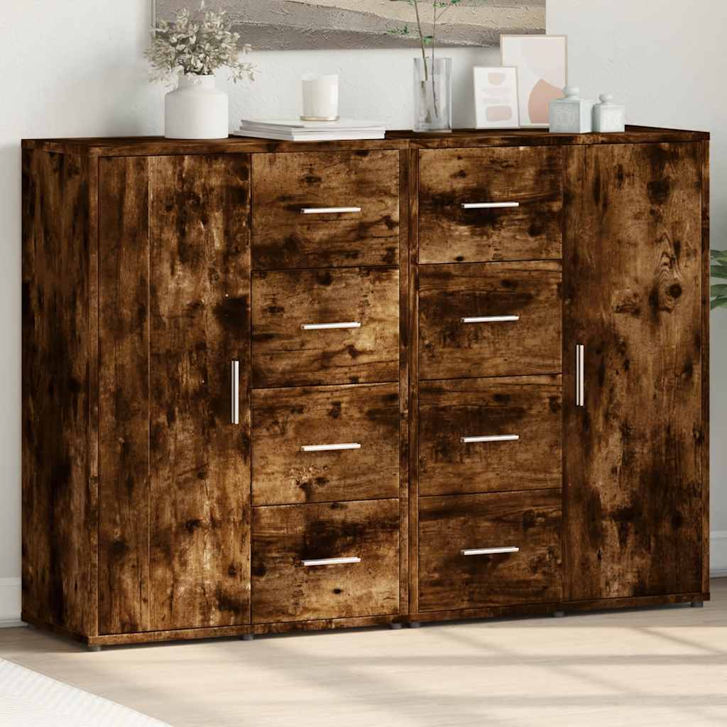 Buffets 2 pcs chêne fumé 60x31x84 cm bois d'ingénierie - XIOS