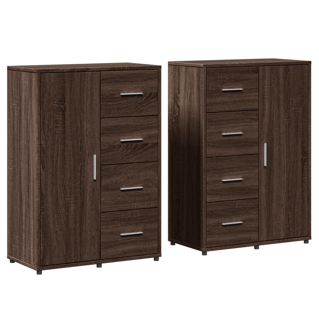 Buffets 2 pcs chêne marron 60x31x84 cm bois d'ingénierie - XIOS