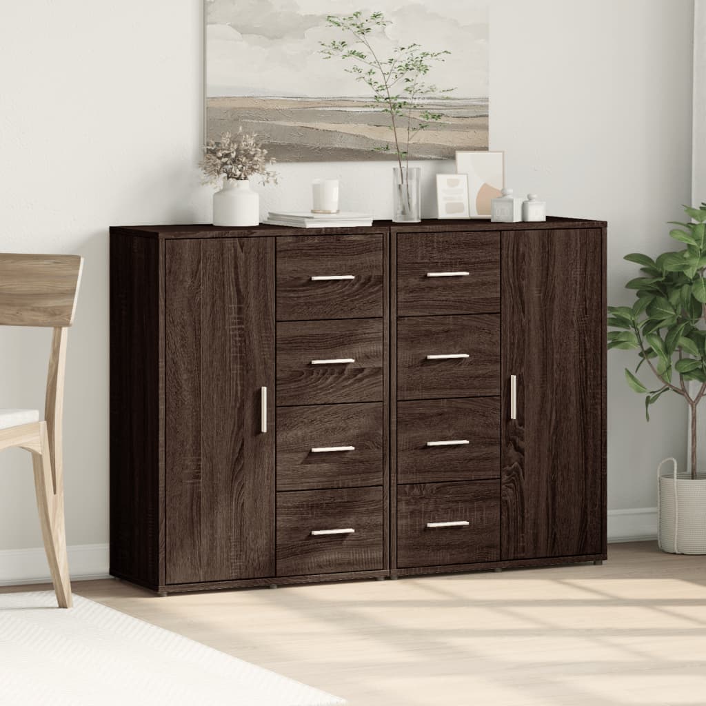 Buffets 2 pcs chêne marron 60x31x84 cm bois d'ingénierie - XIOS
