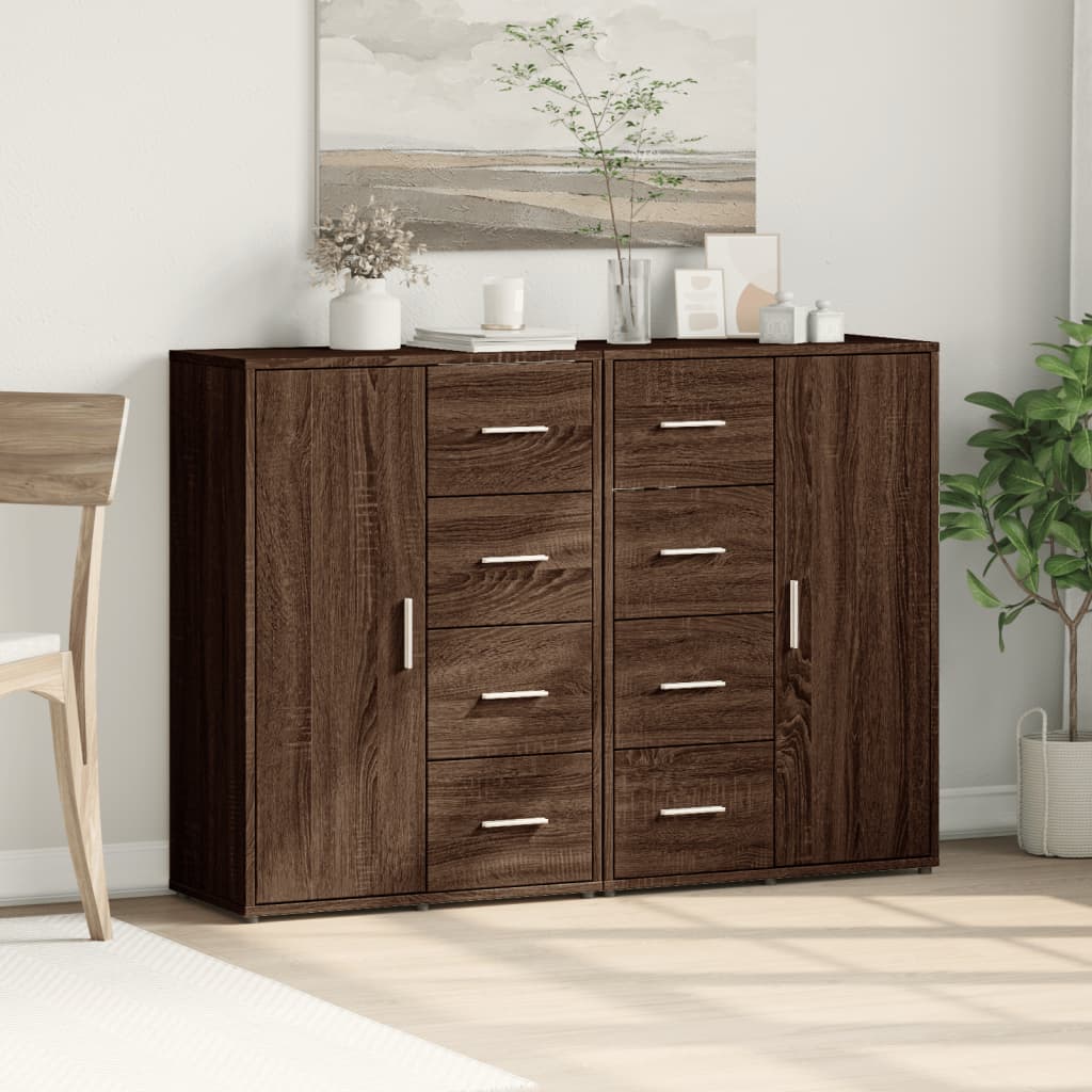Buffets 2 pcs chêne marron 60x31x84 cm bois d'ingénierie - XIOS