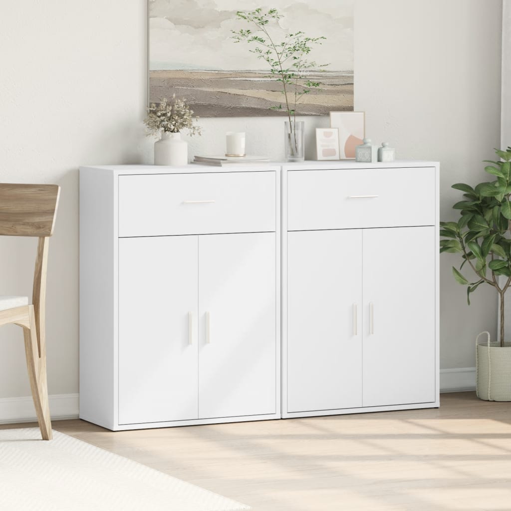 Buffets 2 pcs blanc 60x30x84 cm bois d'ingénierie - XIOS