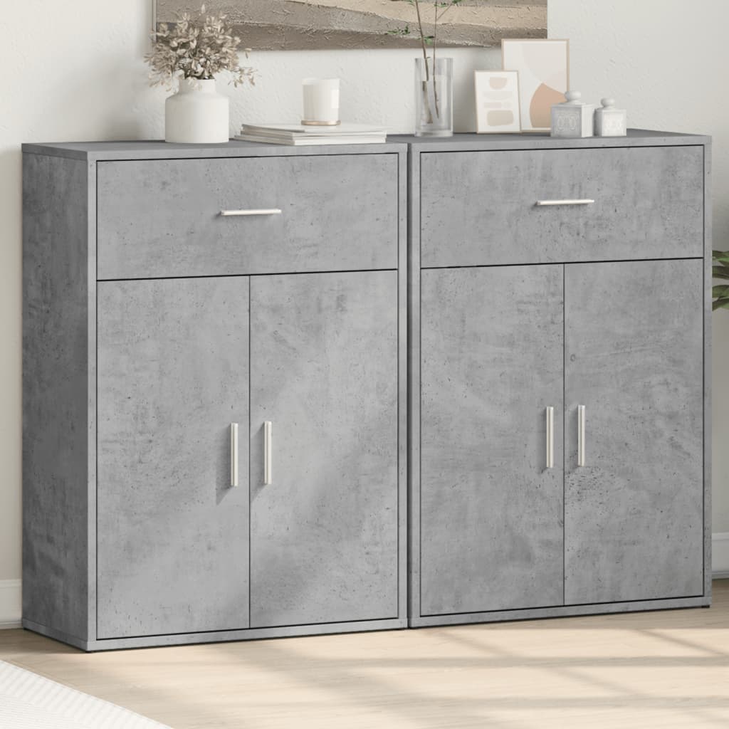 Buffets 2 pcs gris béton 60x30x84 cm bois d'ingénierie - XIOS