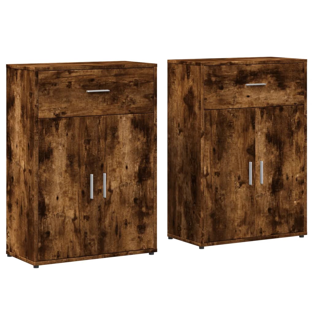 Buffets 2 pcs chêne fumé 60x30x84 cm bois d'ingénierie - XIOS