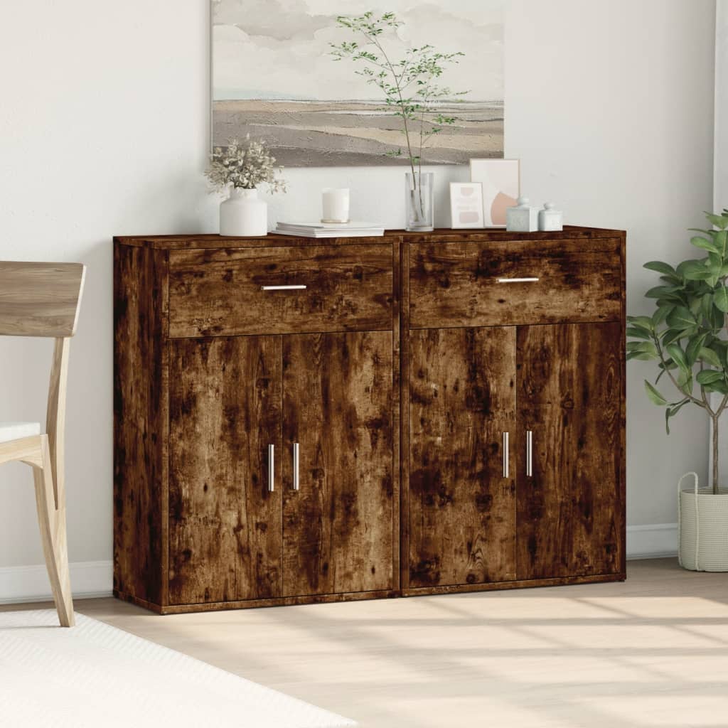 Buffets 2 pcs chêne fumé 60x30x84 cm bois d'ingénierie - XIOS
