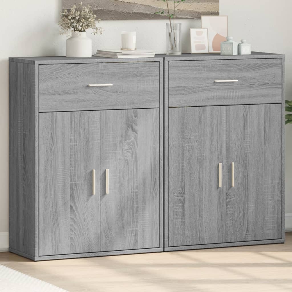 Buffets 2 pcs sonoma gris 60x30x84 cm bois d'ingénierie - XIOS