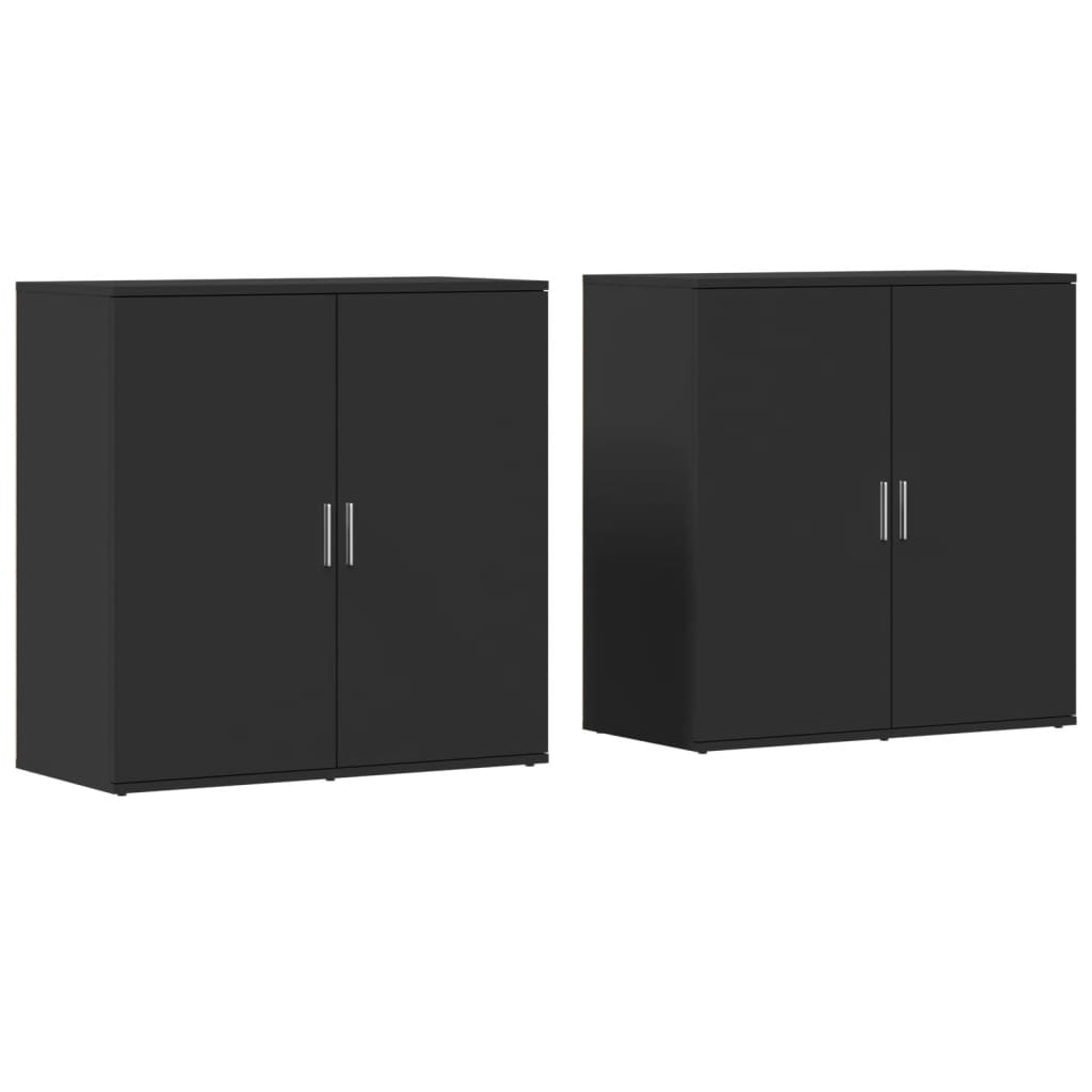 Buffets 2 pcs noir 79x38x80 cm bois d'ingénierie - XIOS
