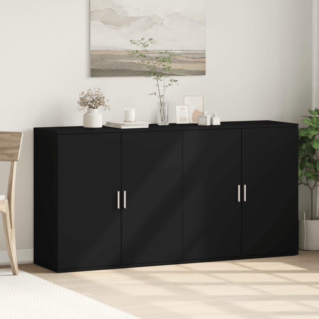 Buffets 2 pcs noir 79x38x80 cm bois d'ingénierie - XIOS