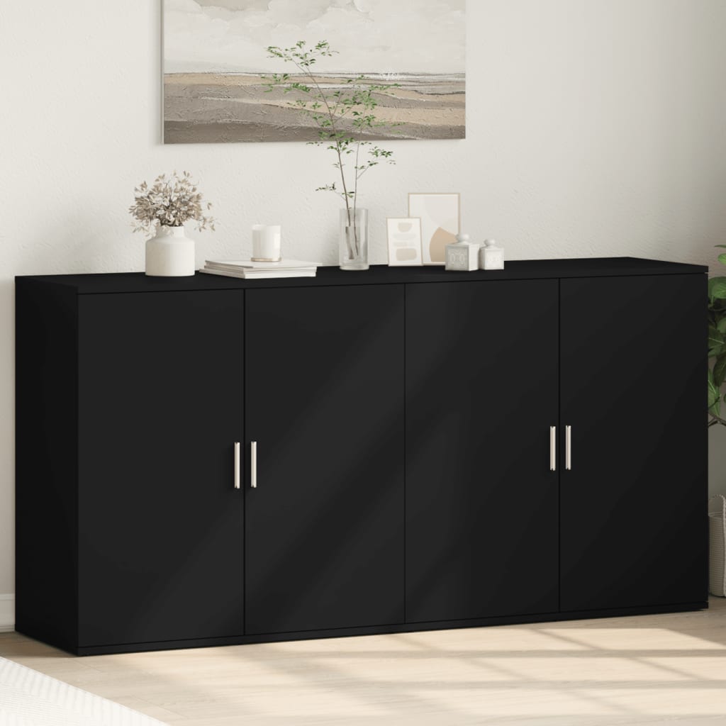Buffets 2 pcs noir 79x38x80 cm bois d'ingénierie - XIOS