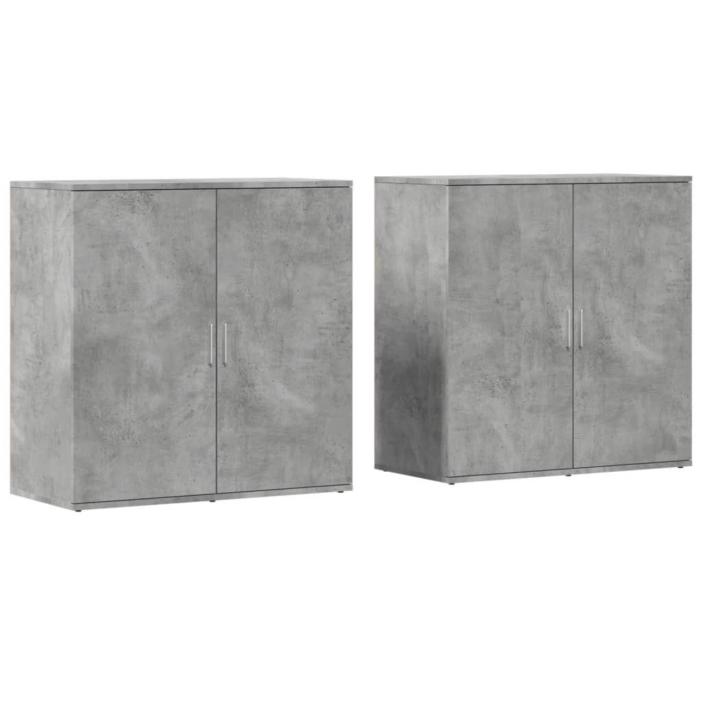 Buffets 2 pcs gris béton 79x38x80 cm bois d'ingénierie - XIOS