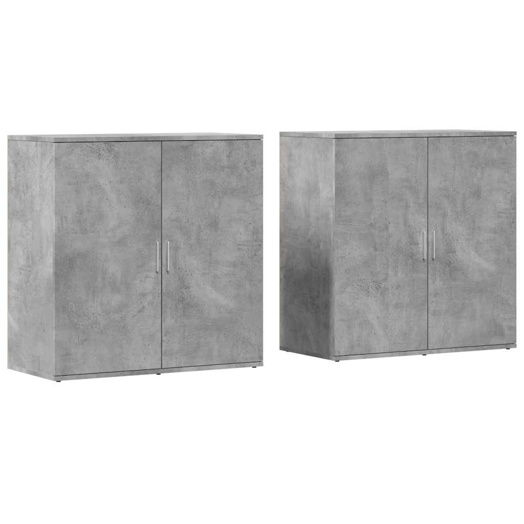 Buffets 2 pcs gris béton 79x38x80 cm bois d'ingénierie