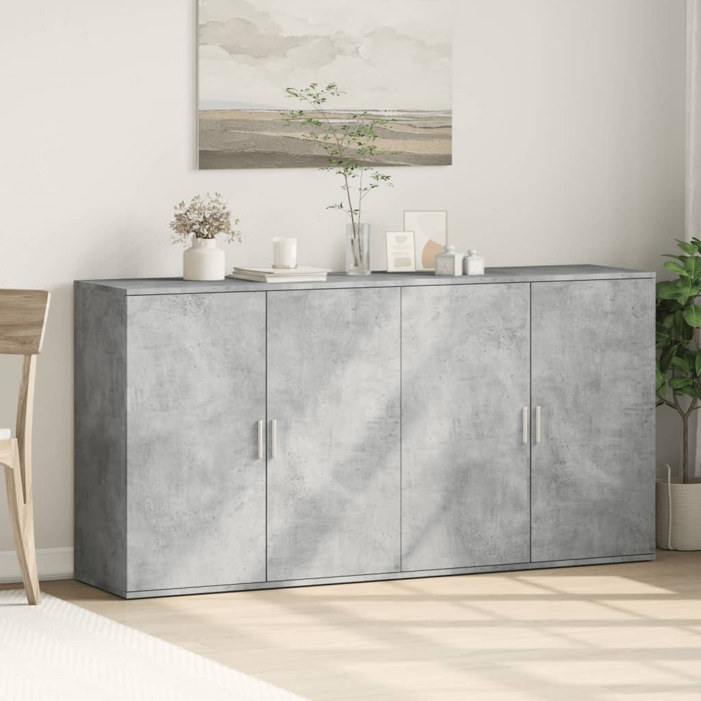 Buffets 2 pcs gris béton 79x38x80 cm bois d'ingénierie - XIOS