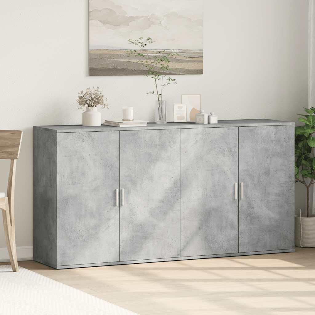 Buffets 2 pcs gris béton 79x38x80 cm bois d'ingénierie - XIOS