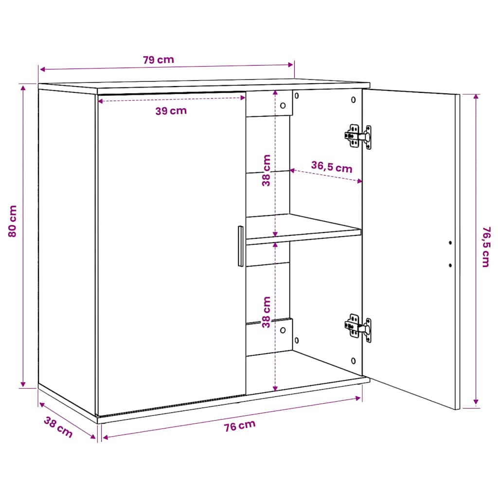Buffets 2 pcs gris béton 79x38x80 cm bois d'ingénierie