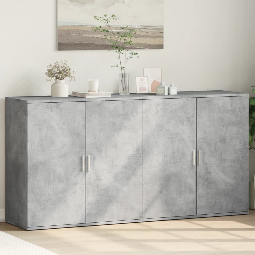 Buffets 2 pcs gris béton 79x38x80 cm bois d'ingénierie - XIOS