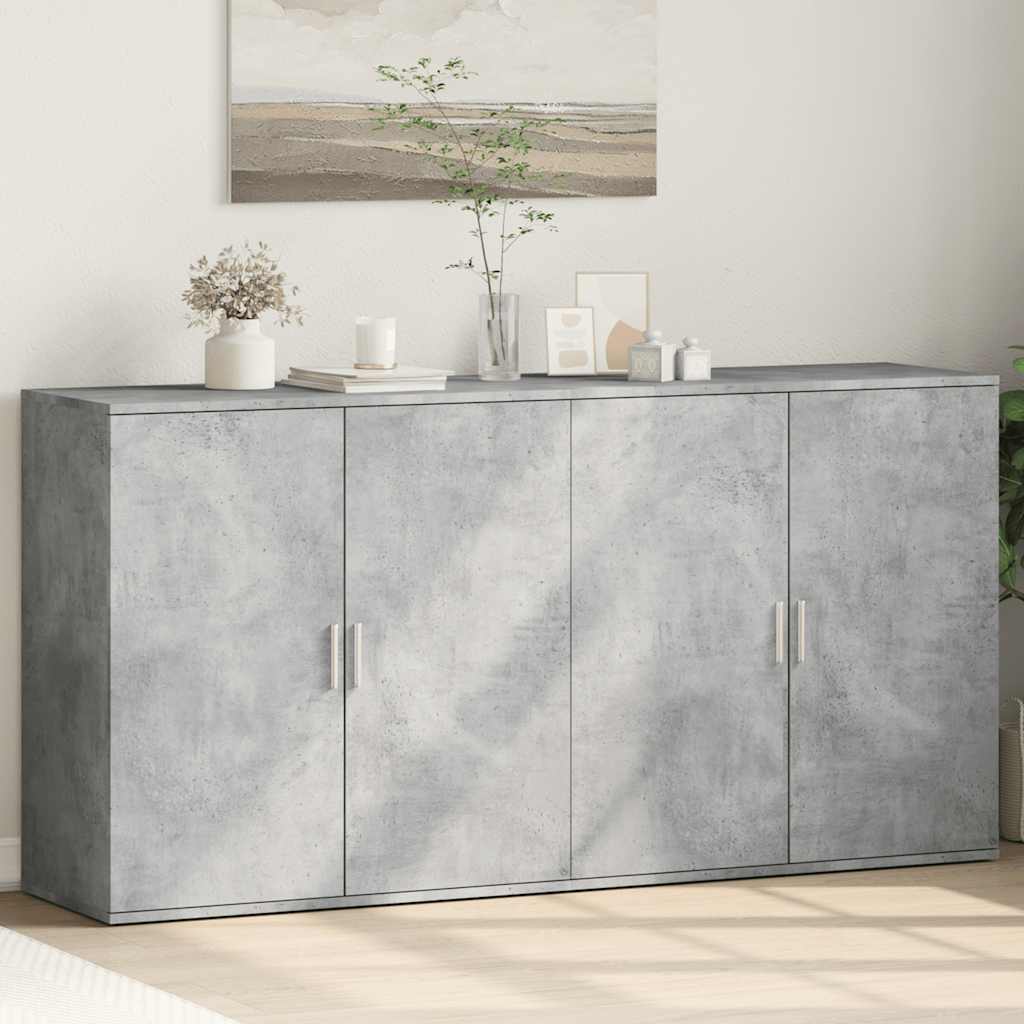 Buffets 2 pcs gris béton 79x38x80 cm bois d'ingénierie - XIOS