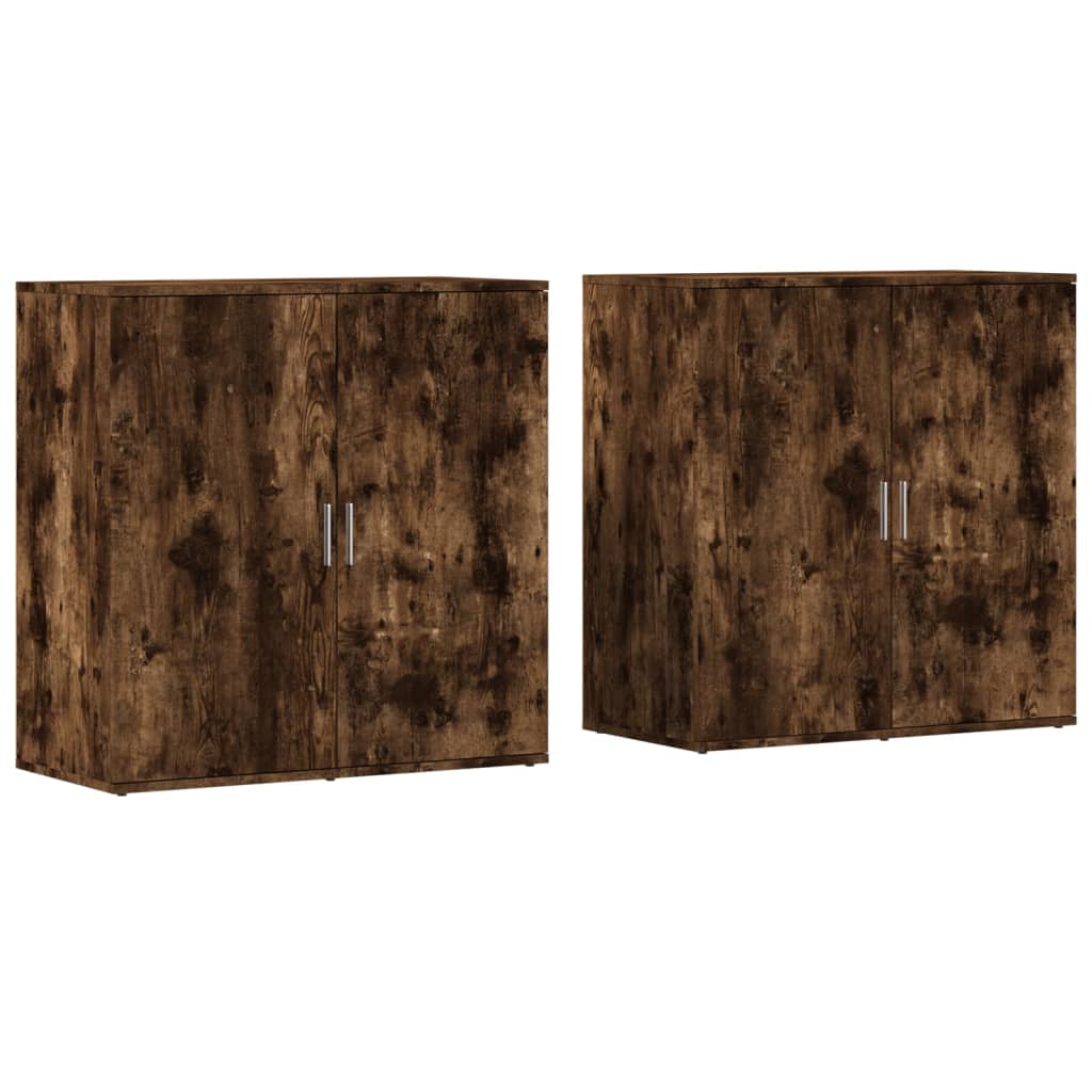 Buffets 2 pcs chêne fumé 79x38x80 cm bois d'ingénierie - XIOS