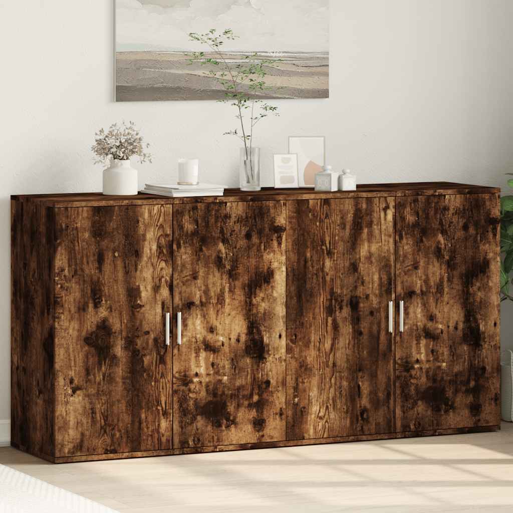 Buffets 2 pcs chêne fumé 79x38x80 cm bois d'ingénierie - XIOS