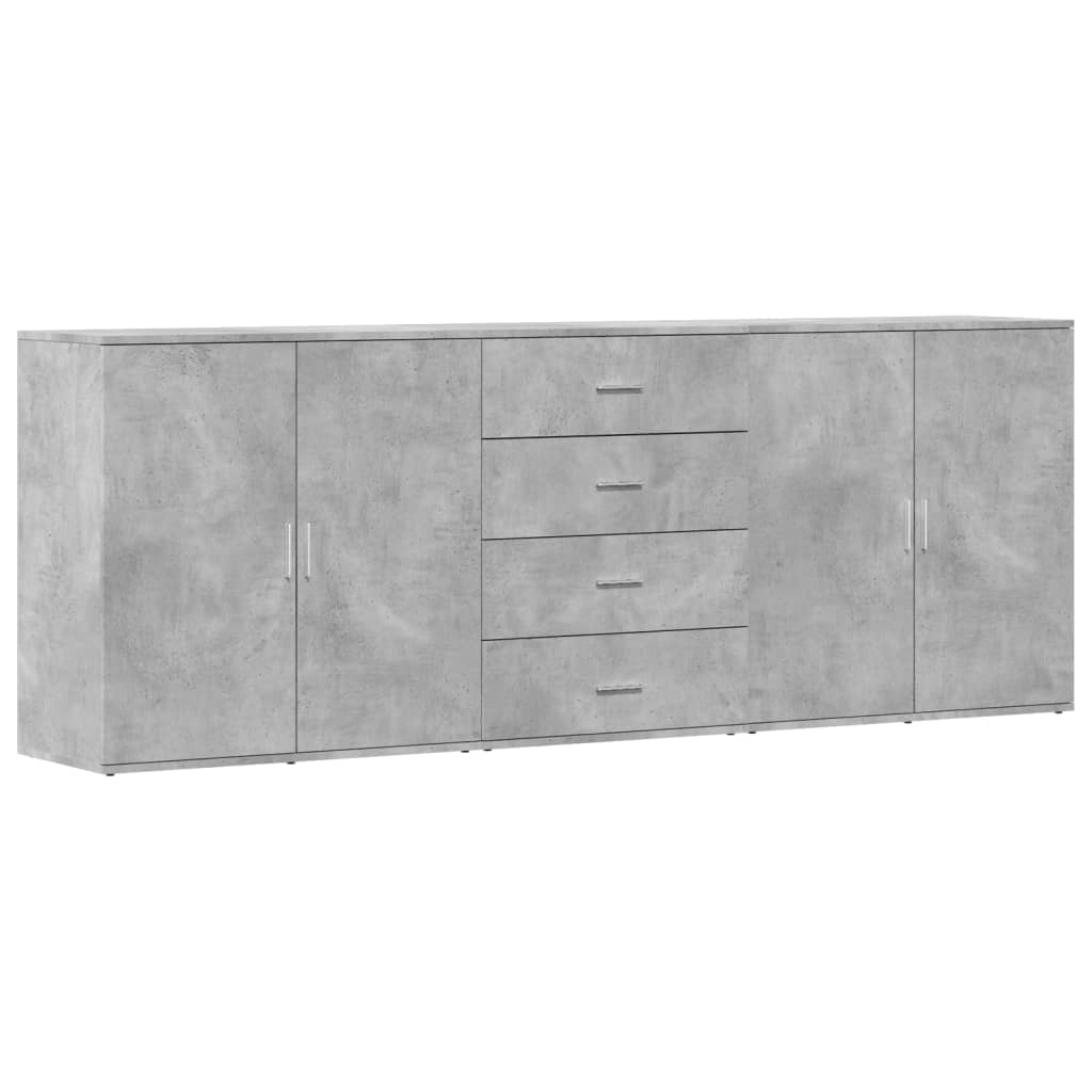 Buffets 3 pcs gris béton bois d'ingénierie - XIOS