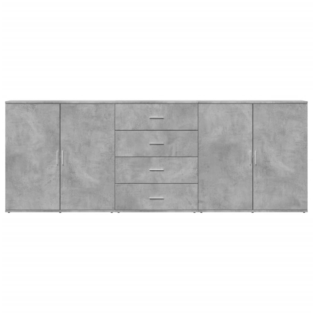 Buffets 3 pcs gris béton bois d'ingénierie - XIOS