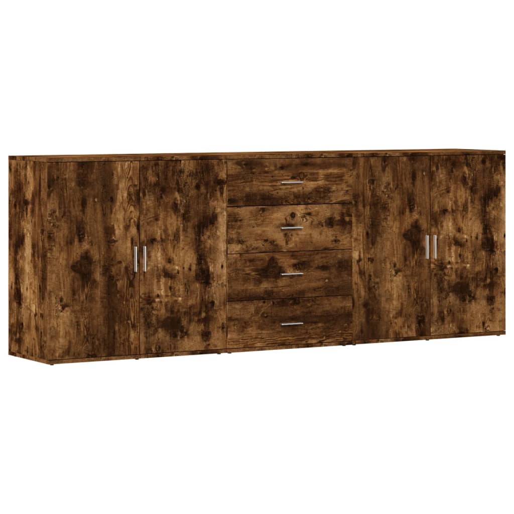 Buffets 3 pcs Chêne fumé Bois d'ingénierie - XIOS