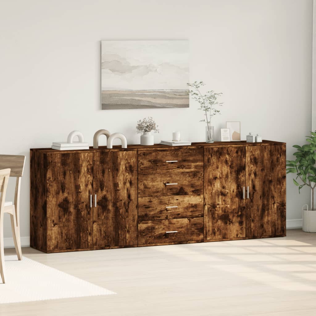 Buffets 3 pcs Chêne fumé Bois d'ingénierie - XIOS