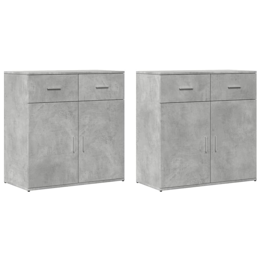 Buffets 2 pcs gris béton 79x38x80 cm bois d'ingénierie - XIOS