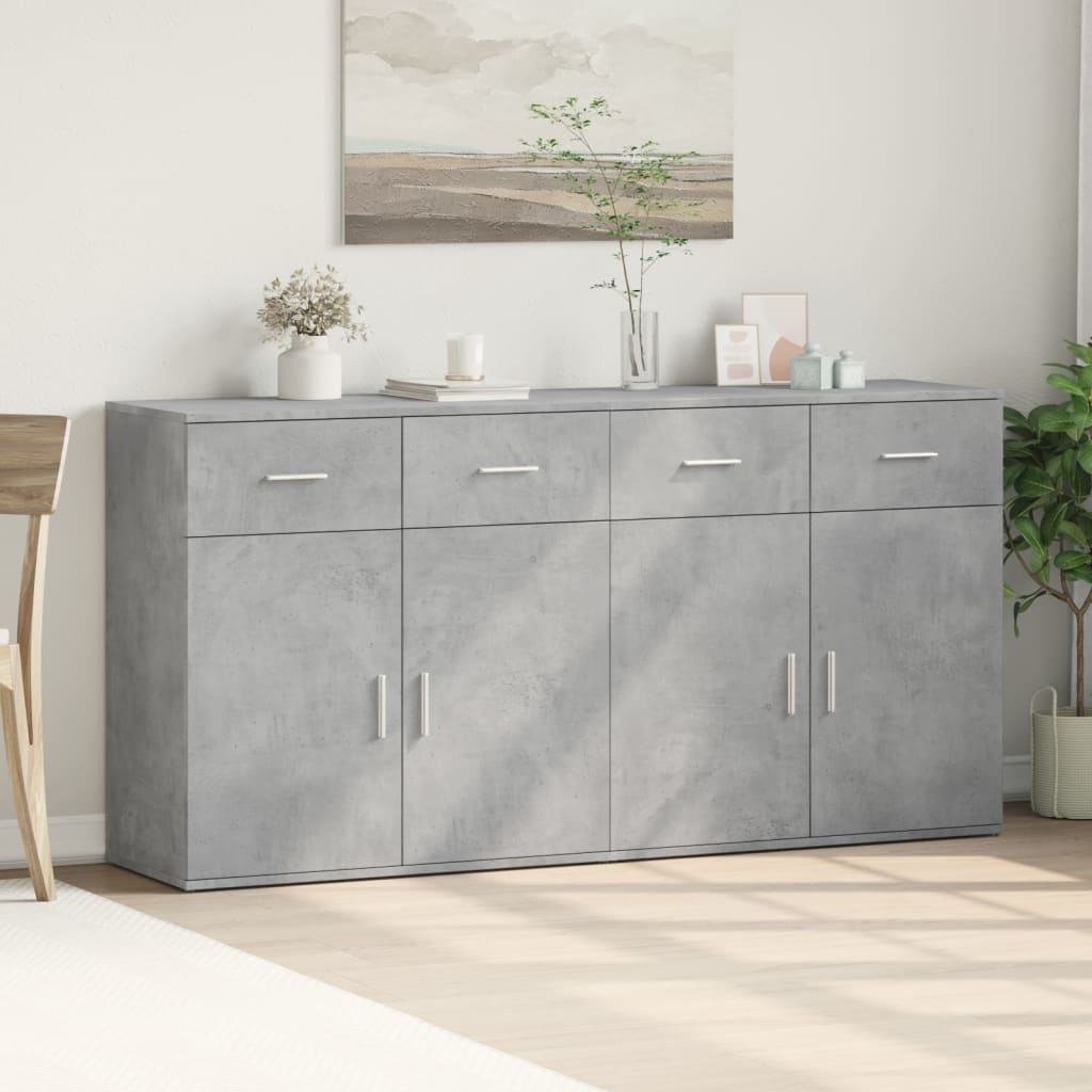 Buffets 2 pcs gris béton 79x38x80 cm bois d'ingénierie - XIOS
