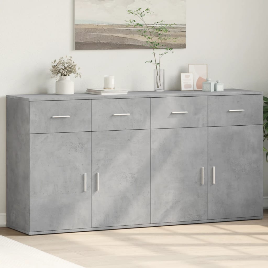 Buffets 2 pcs gris béton 79x38x80 cm bois d'ingénierie - XIOS
