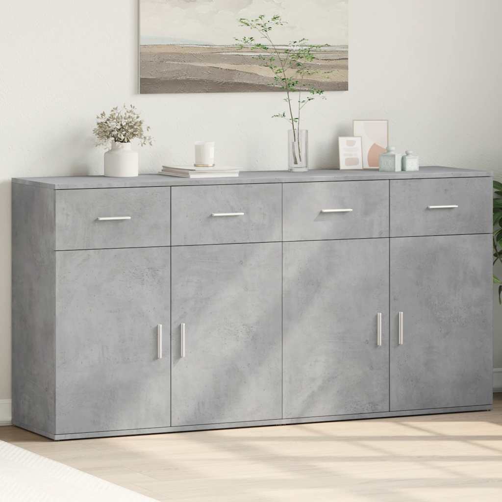 Buffets 2 pcs gris béton 79x38x80 cm bois d'ingénierie - XIOS