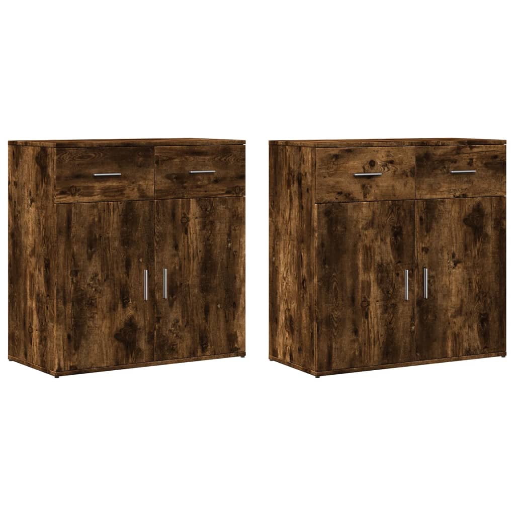 Buffets 2 pcs chêne fumé 79x38x80 cm bois d'ingénierie - XIOS