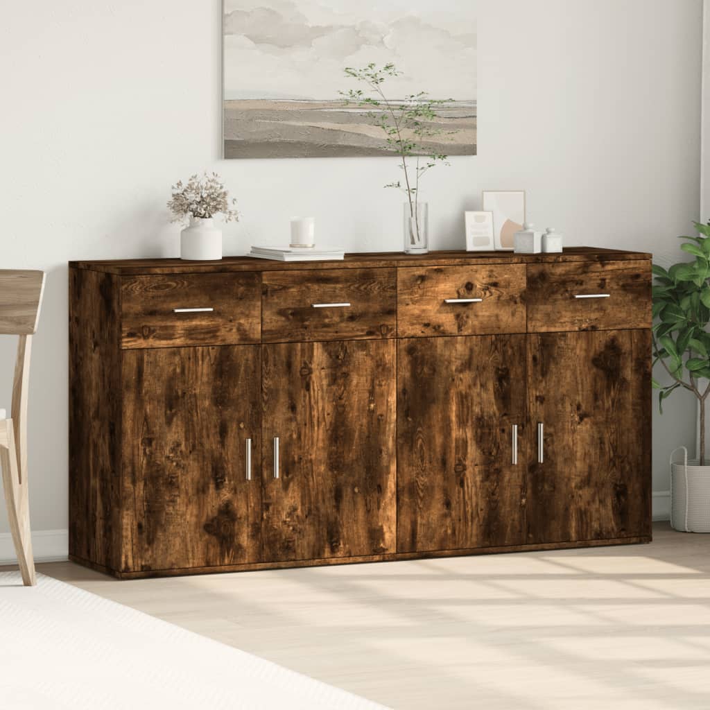 Buffets 2 pcs chêne fumé 79x38x80 cm bois d'ingénierie - XIOS
